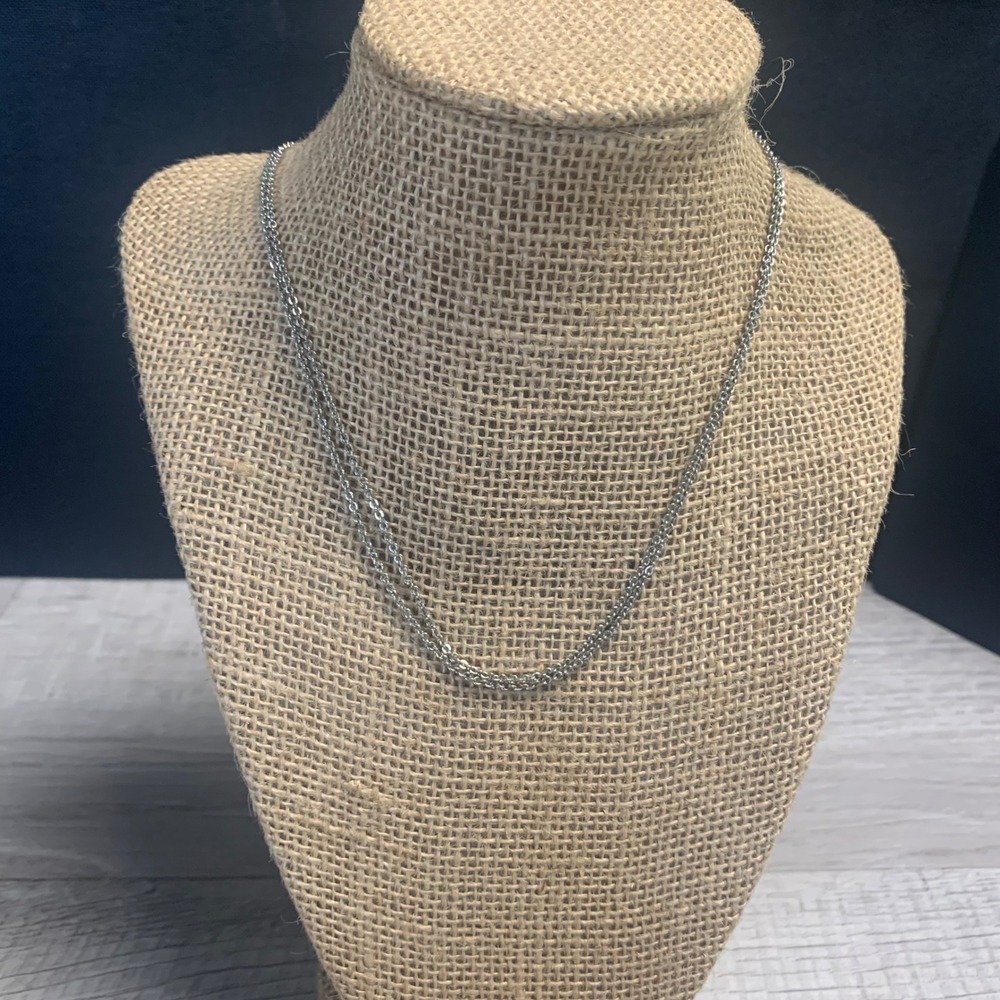 Lia Sophia Silver Tone Double Strand Cable Chain Necklace 18 Inch Adjustable